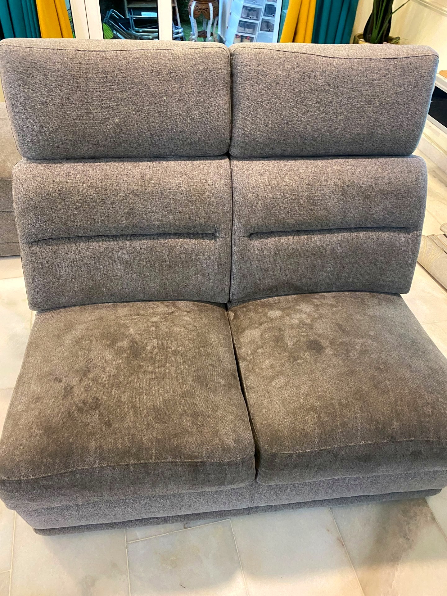 sofa 2 seater — before cleaning